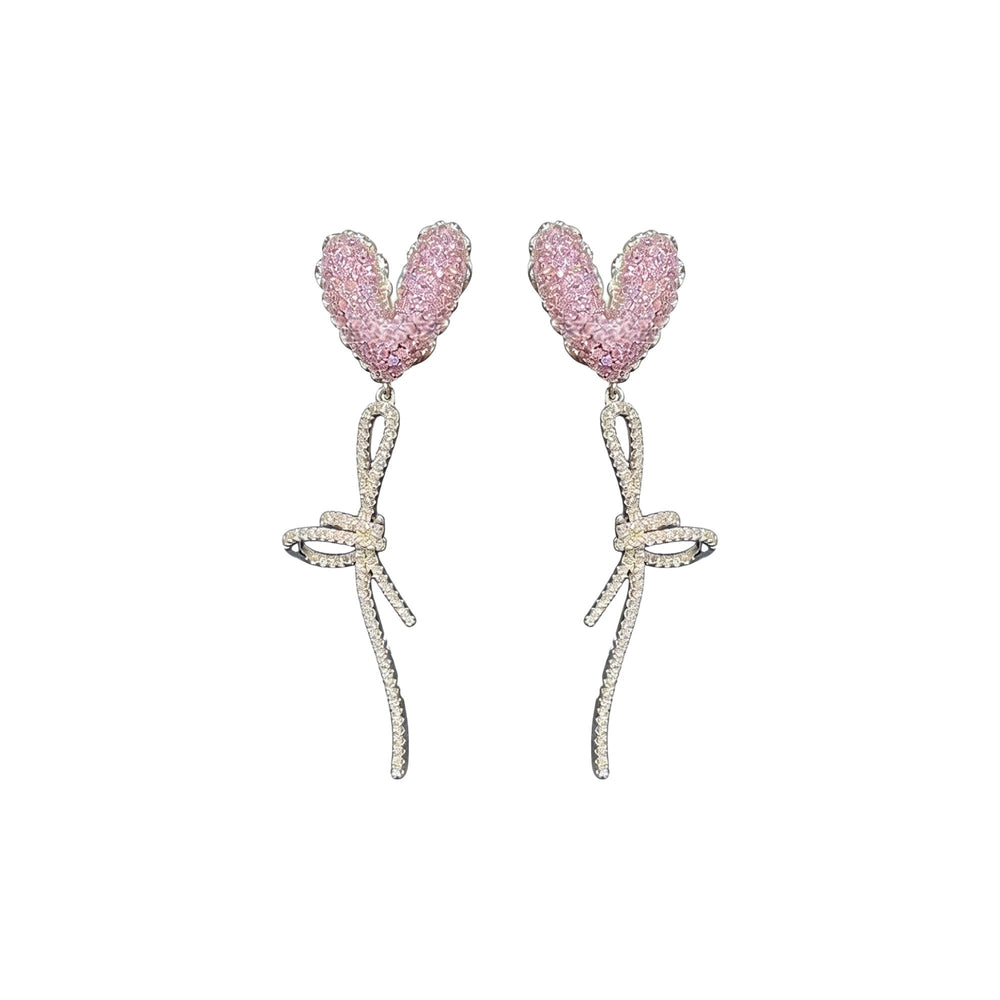 Iridescent Pink Heart Earrings