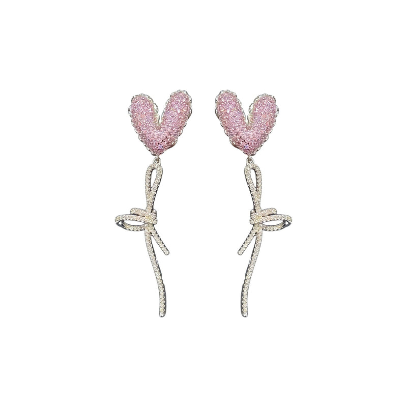 Iridescent Pink Heart Earrings