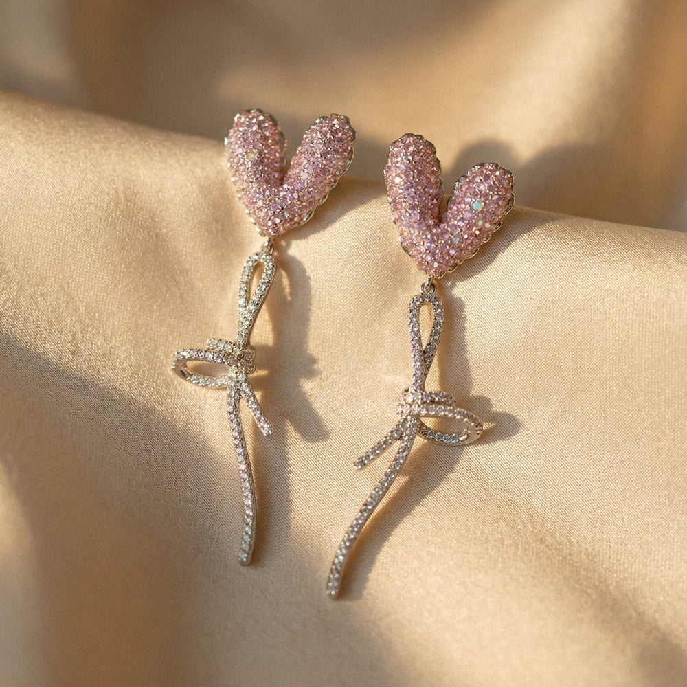 Iridescent Pink Heart Earrings