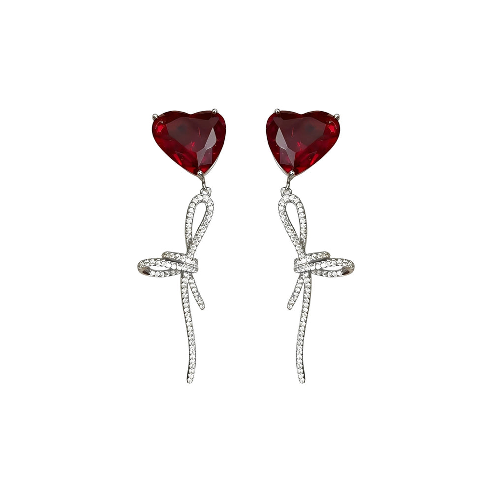 Iridescent Red Heart Earrings
