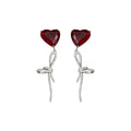 Iridescent Red Heart Earrings