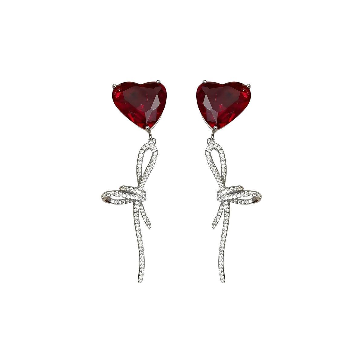 Iridescent Red Heart Earrings