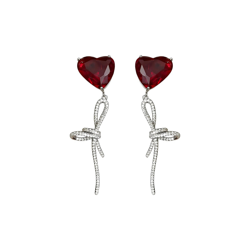 Iridescent Red Heart Earrings
