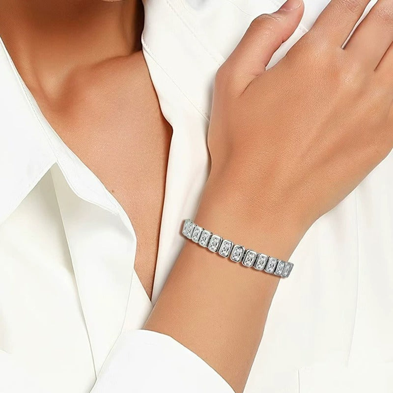 Iris 14K Yellow Gold Rectangular Tennis Bracelet