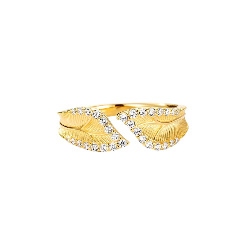 Irmgard 14K Gold Leaf Open Ring
