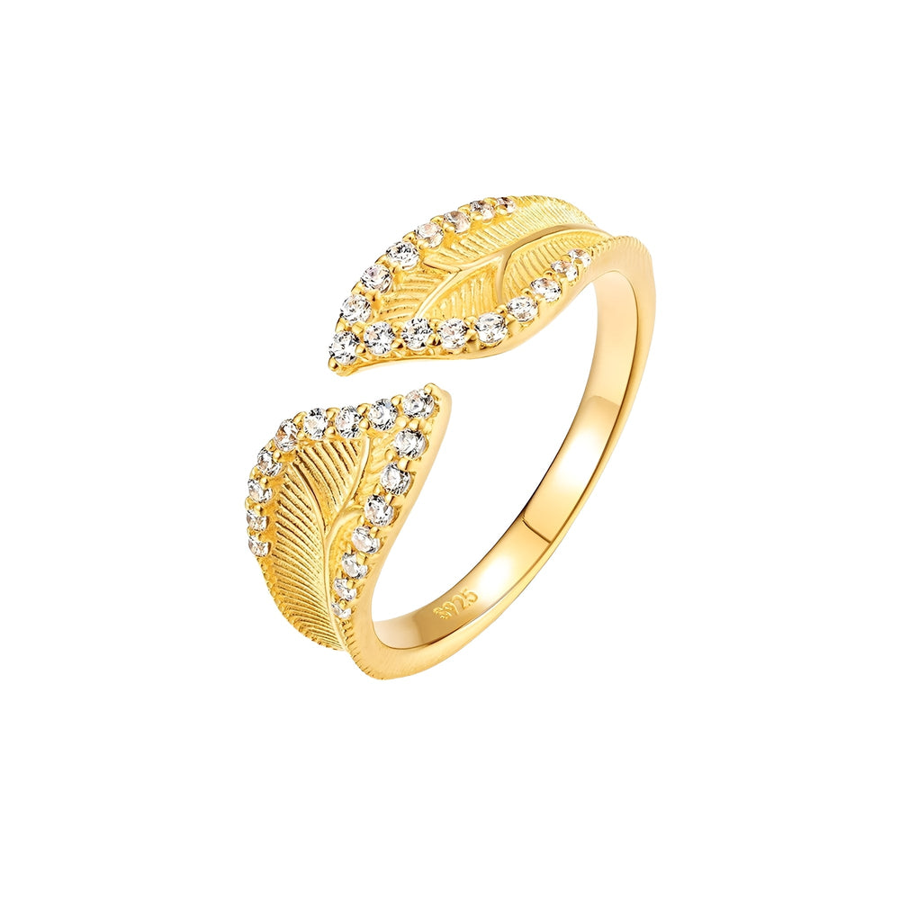Irmgard 14K Gold Leaf Open Ring