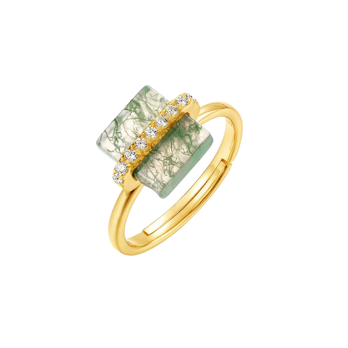Isalou Green Moss Square Open Ring