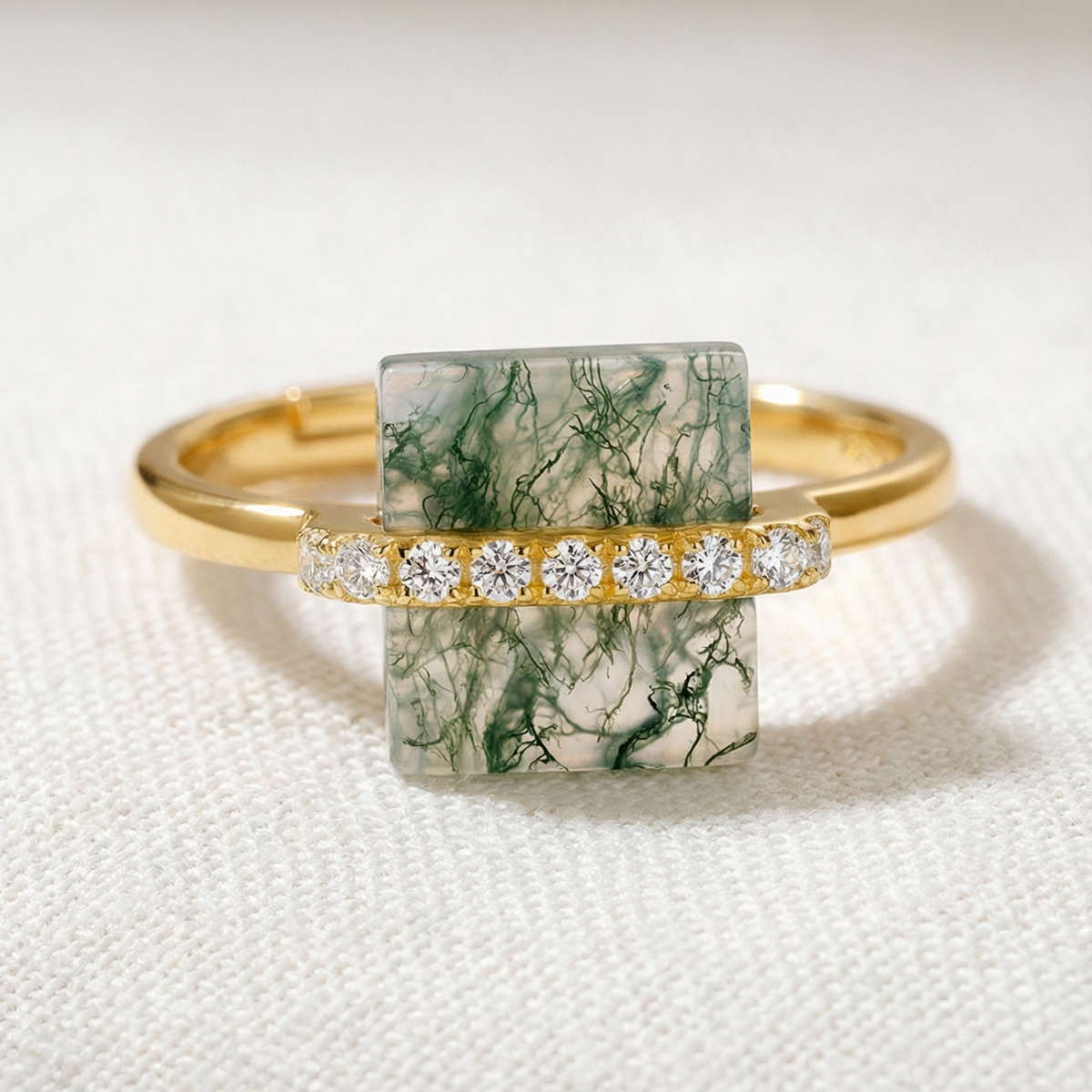 Isalou Green Moss Square Open Ring