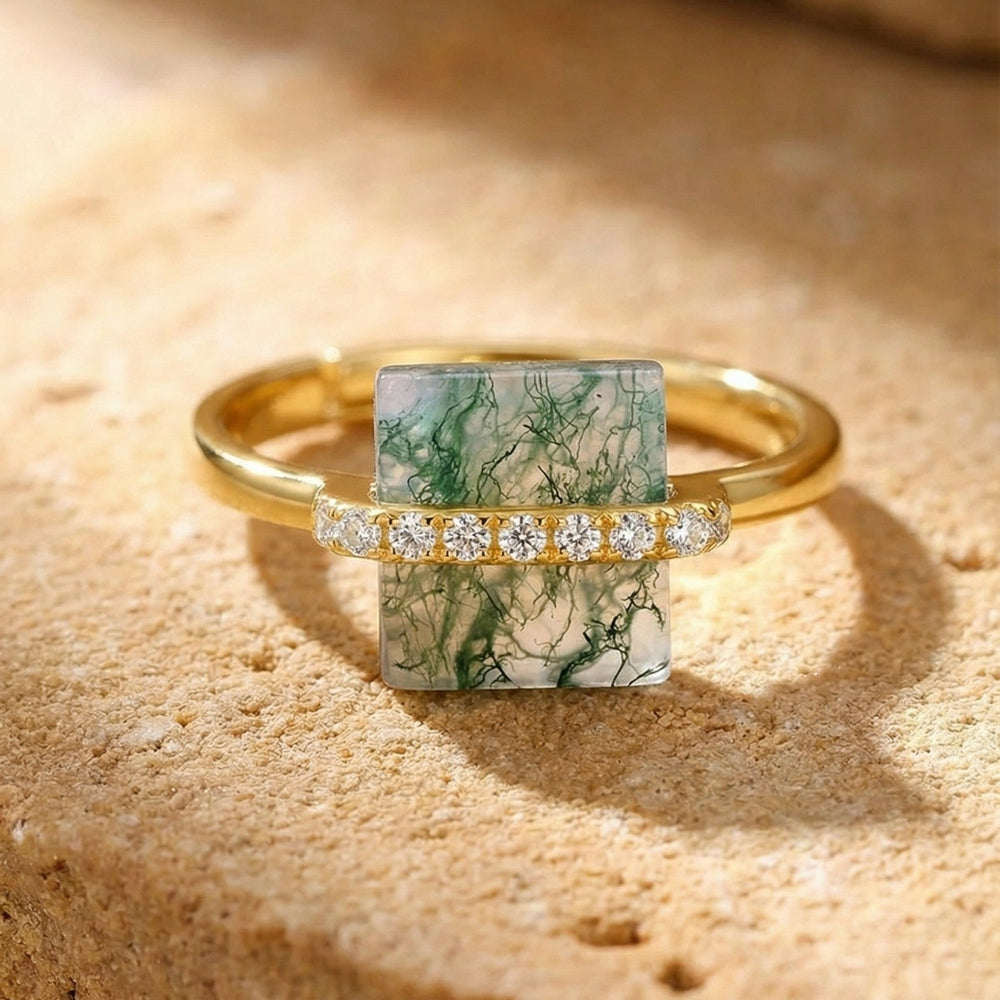 Isalou Green Moss Square Open Ring