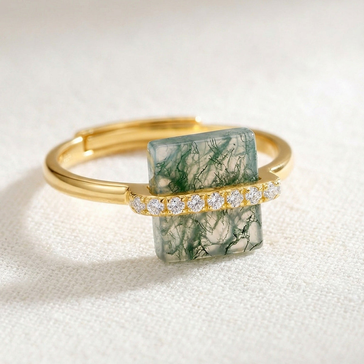 Isalou Green Moss Square Open Ring