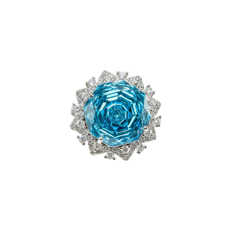 Ismène Blue Floral Open Ring