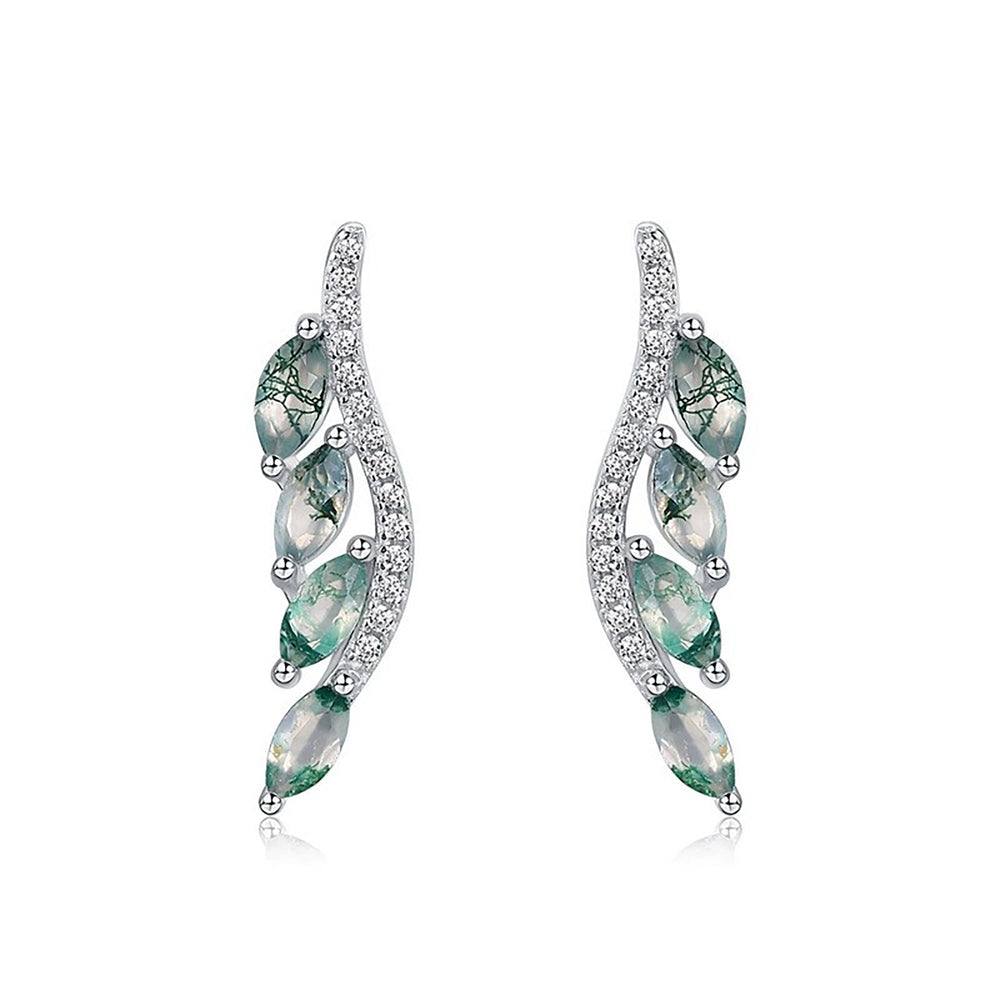 Isoline Moss Green Leaf Earrings