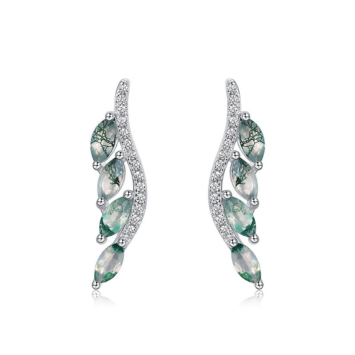 Isoline Moss Green Leaf Earrings