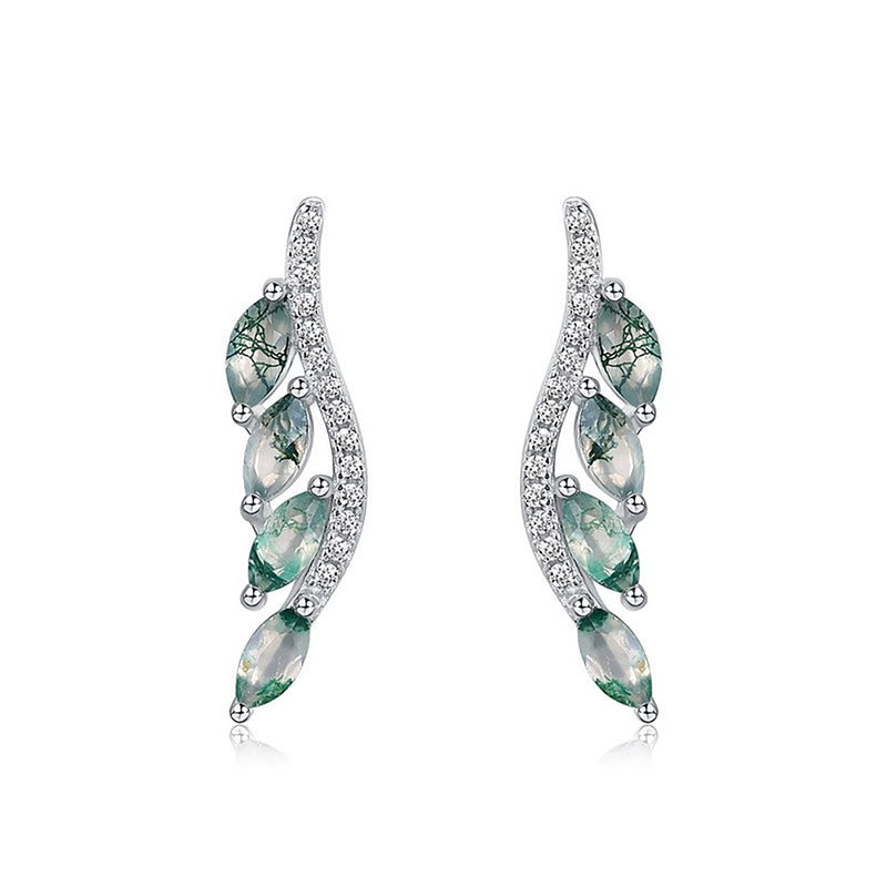 Isoline Moss Green Leaf Earrings