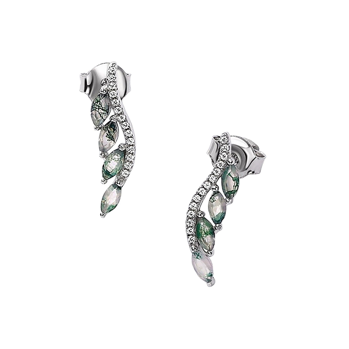 Isoline Moss Green Leaf Earrings