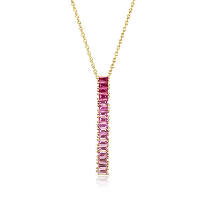 Ivonne Pink Rectangular Necklace