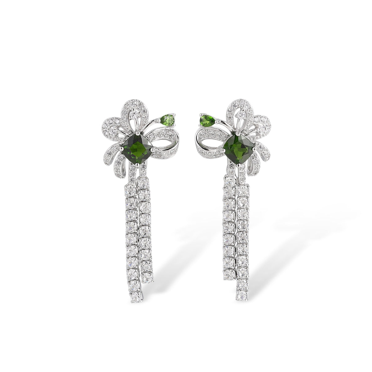 Ivy Green Floral Diopside Earrings