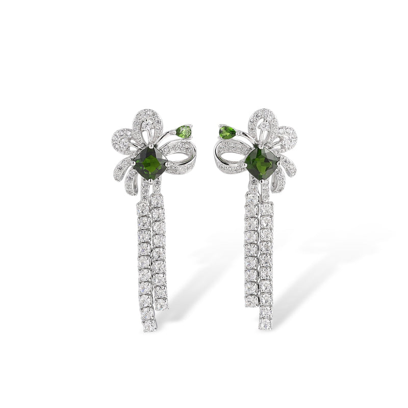 Ivy Green Floral Diopside Earrings