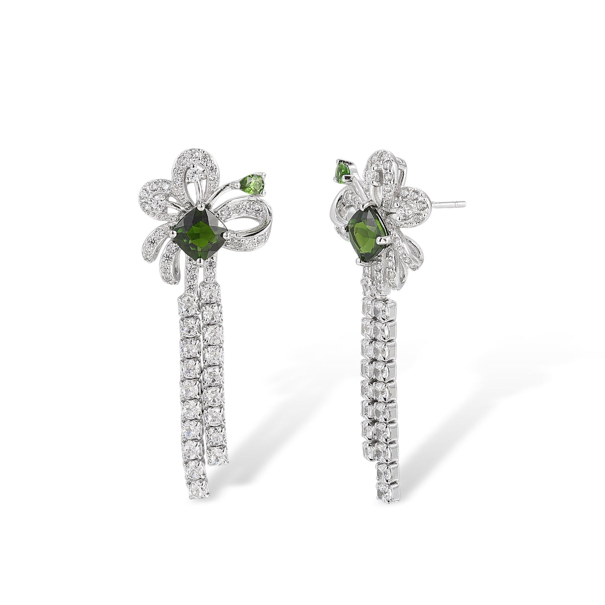 Ivy Green Floral Diopside Earrings