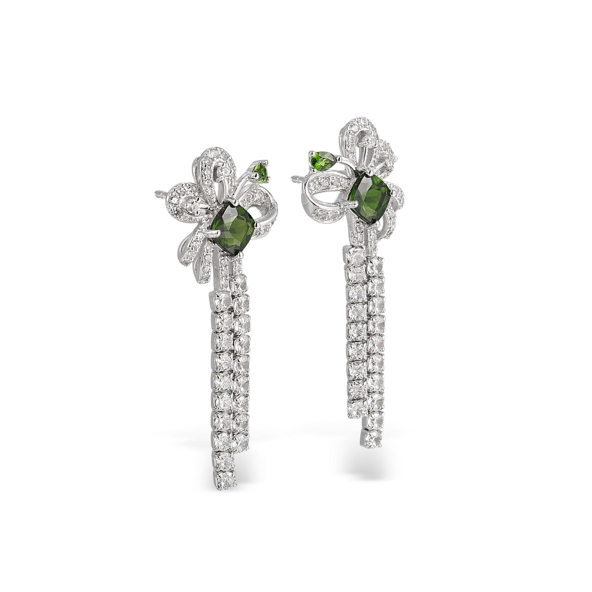 Ivy Green Floral Diopside Earrings