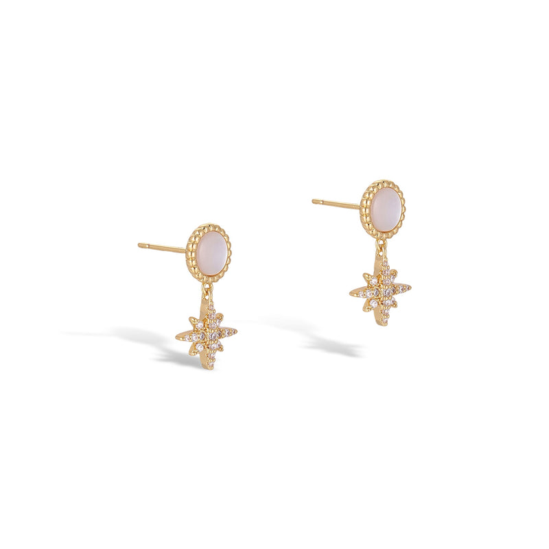 Jacinthe White Shell Starburst Short Earrings