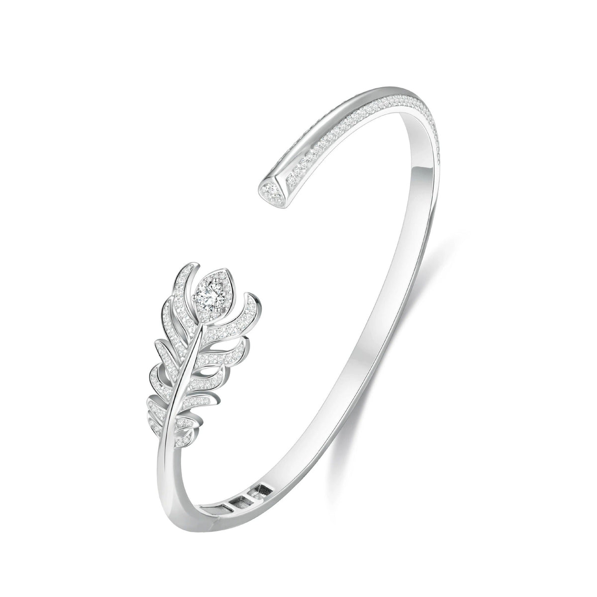 Janine Feather White Open Bangle