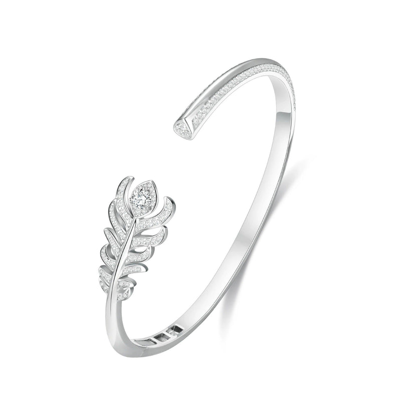 Janine Feather White Open Bangle