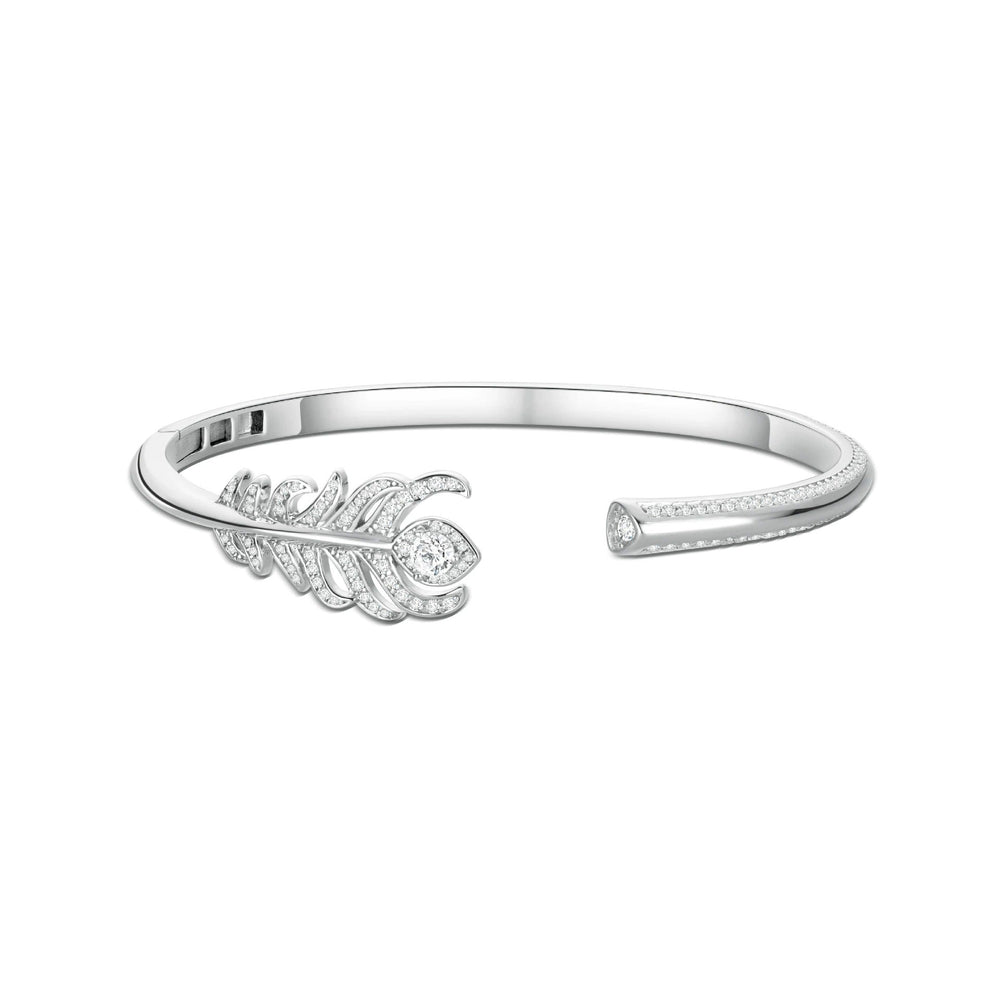 Janine Feather White Open Bangle