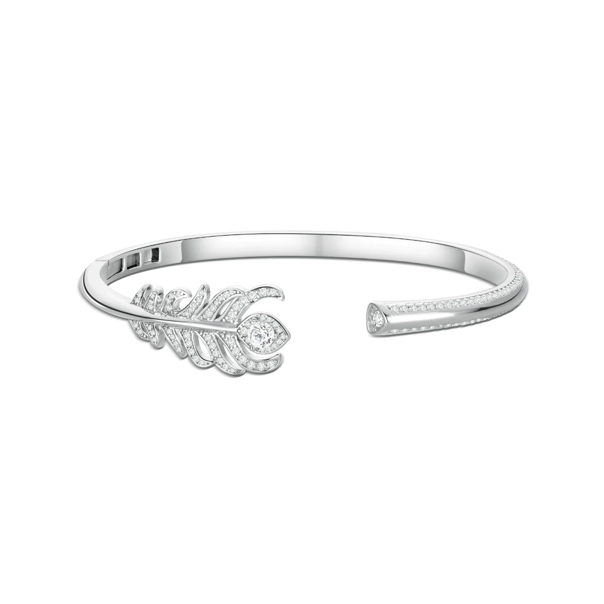 Janine Feather White Open Bangle