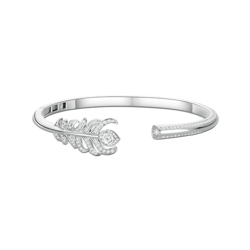 Janine Feather White Open Bangle
