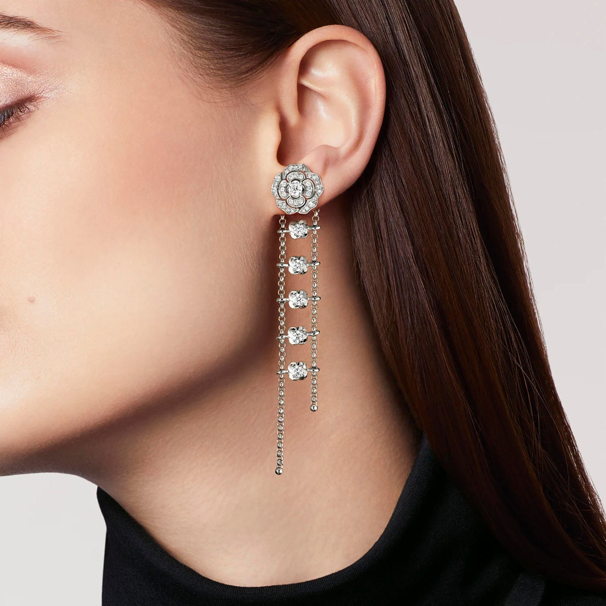Jasmin 14K Gold Camellia Floral Drop Earrings