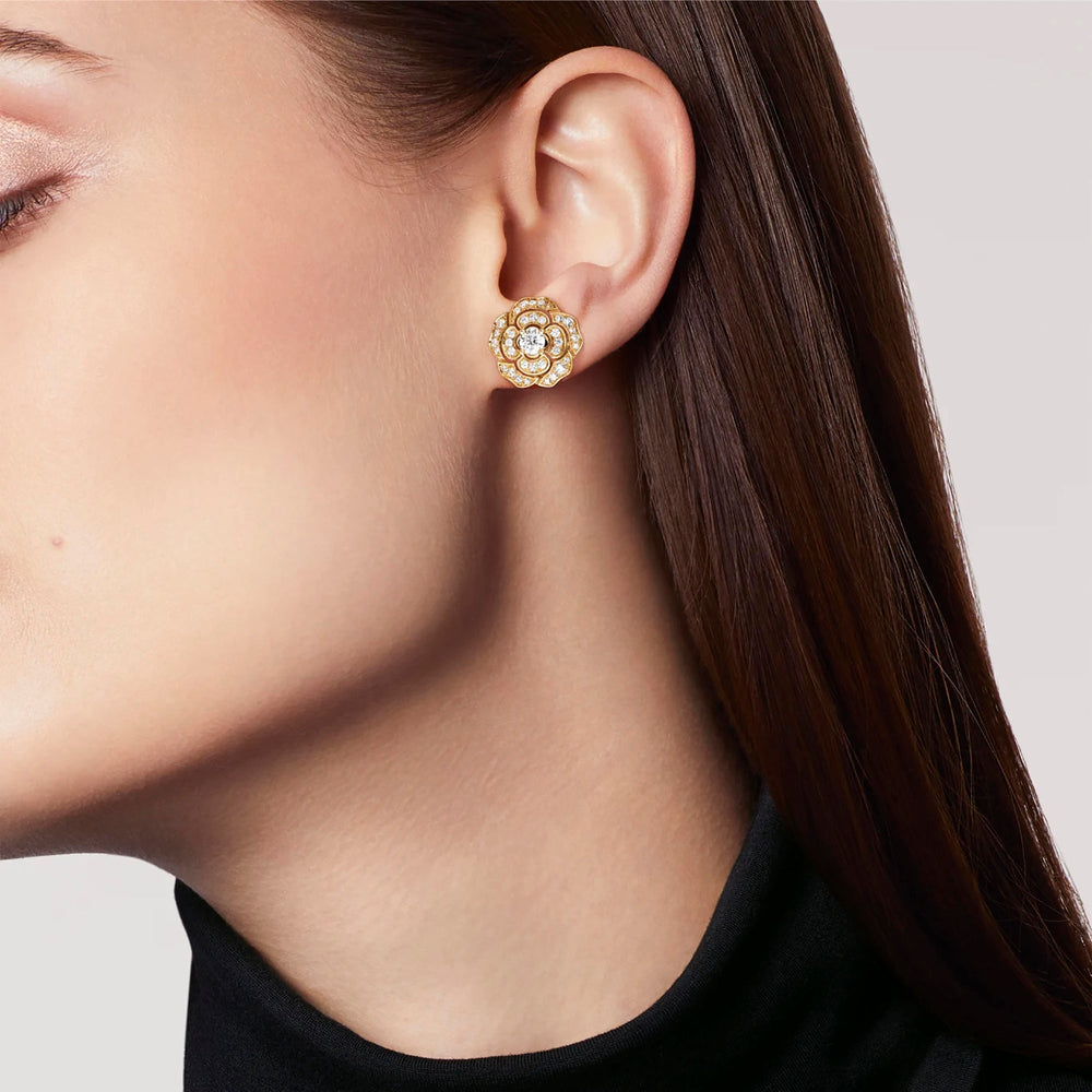 Jasmin 14K Gold Camellia Floral Drop Earrings