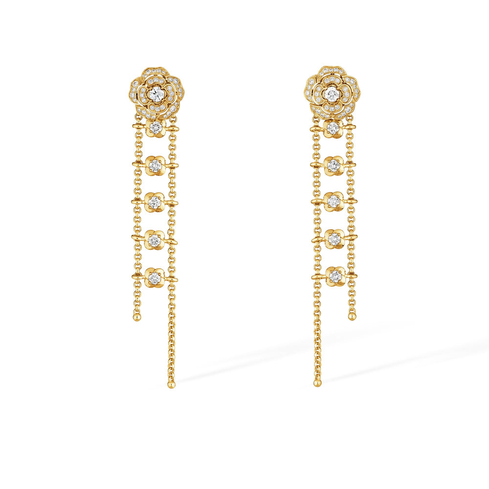 Jasmin 14K Gold Camellia Floral Drop Earrings