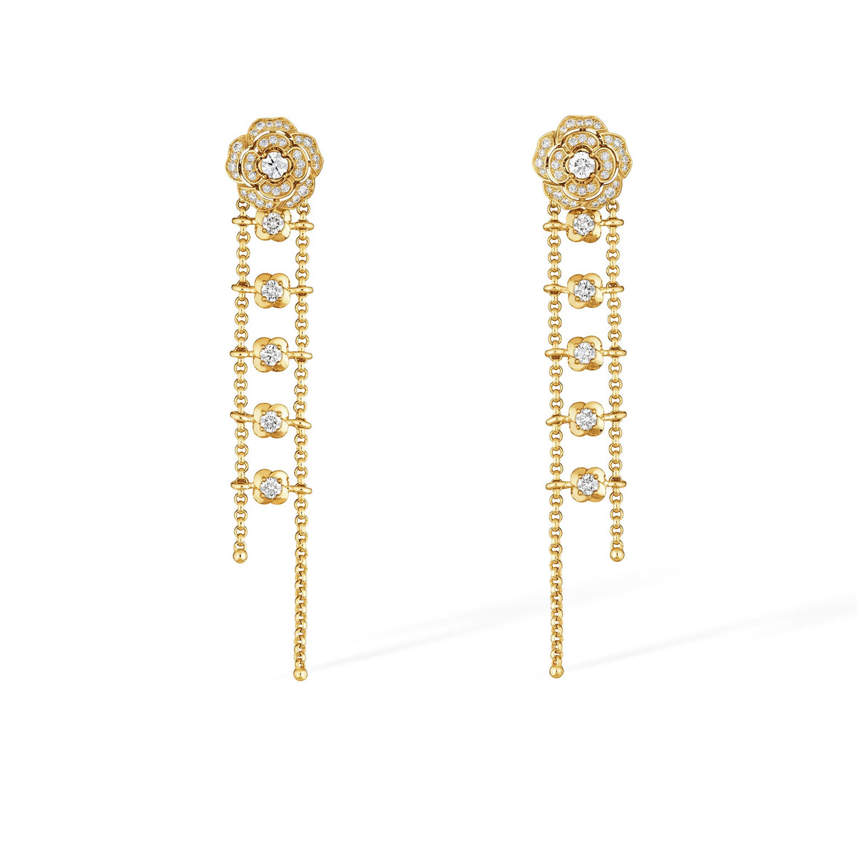 Jasmin 14K Gold Camellia Floral Drop Earrings