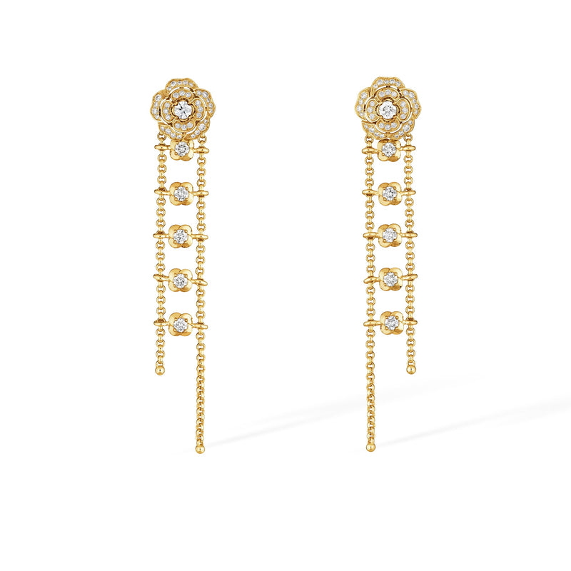 Jasmin 14K Gold Camellia Floral Drop Earrings