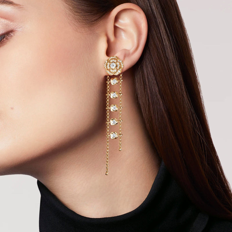 Jasmin 14K Gold Camellia Floral Drop Earrings