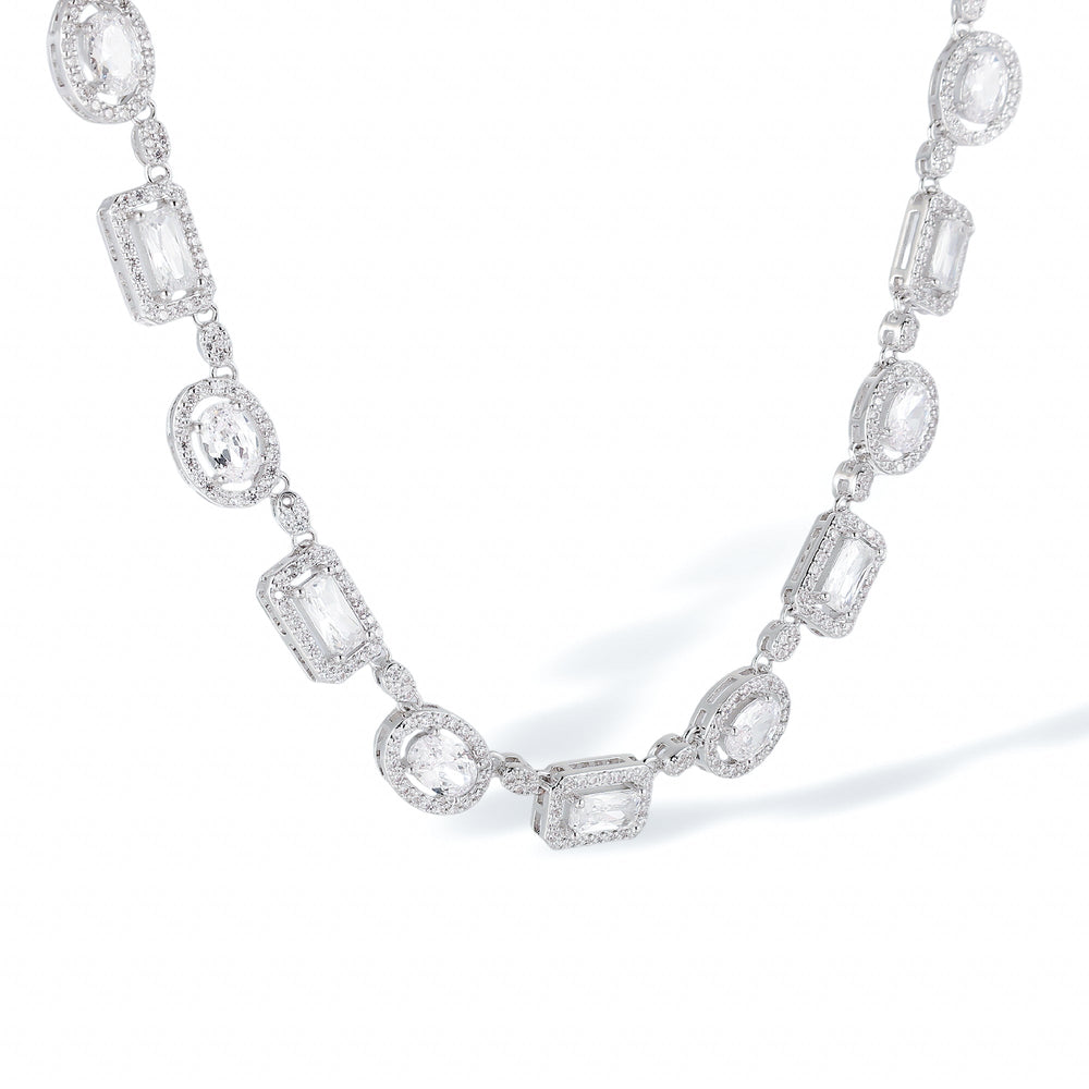 Jeromine White Rectangular Oval Necklace