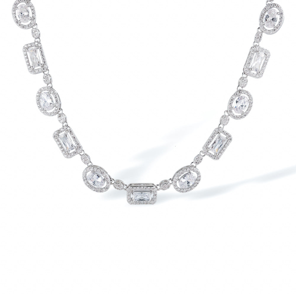 Jeromine White Rectangular Oval Necklace