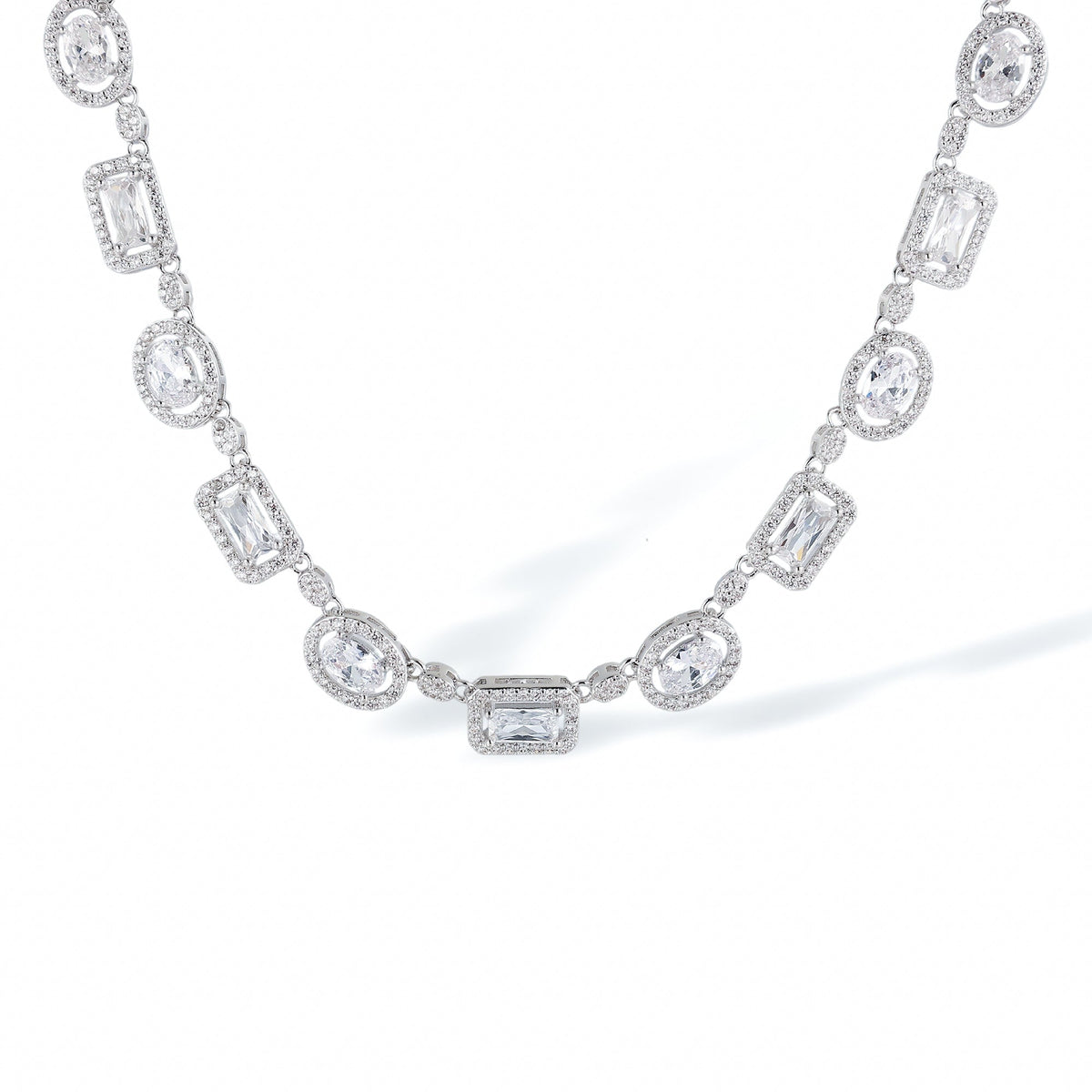 Jeromine White Rectangular Oval Necklace