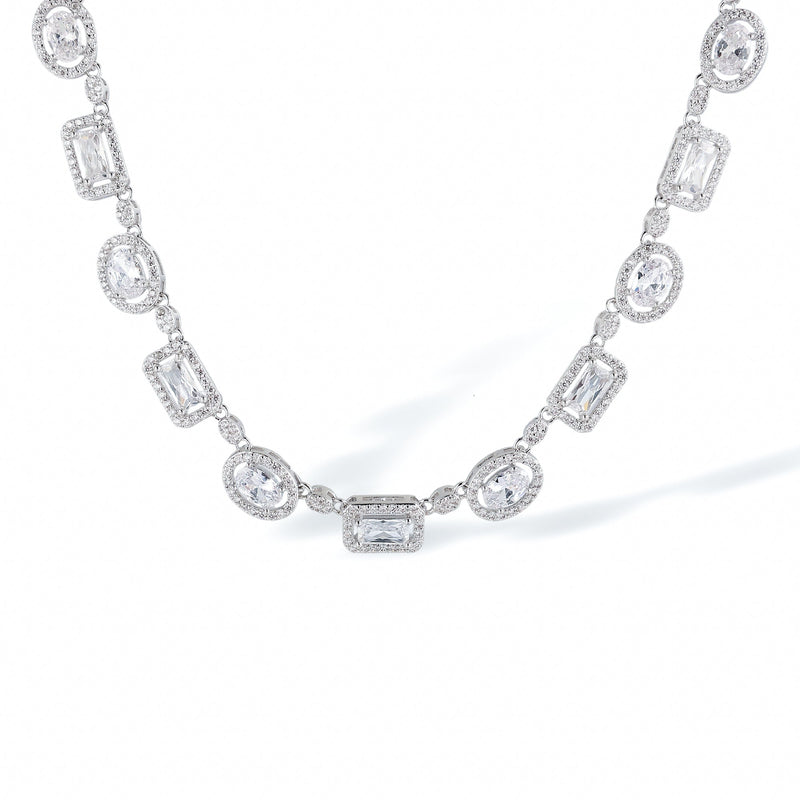 Jeromine White Rectangular Oval Necklace
