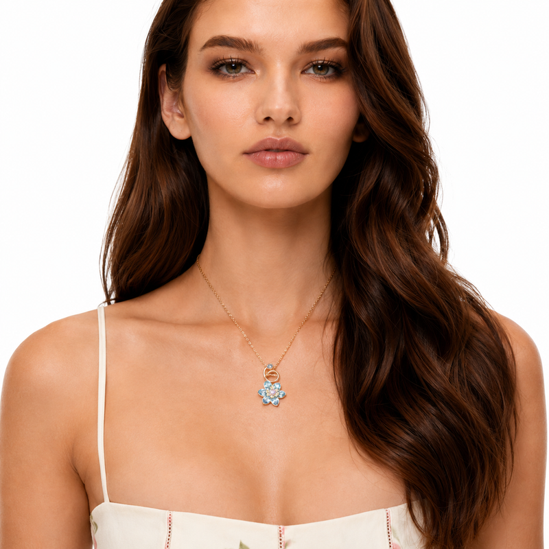 Jetta Blue Floral Necklace