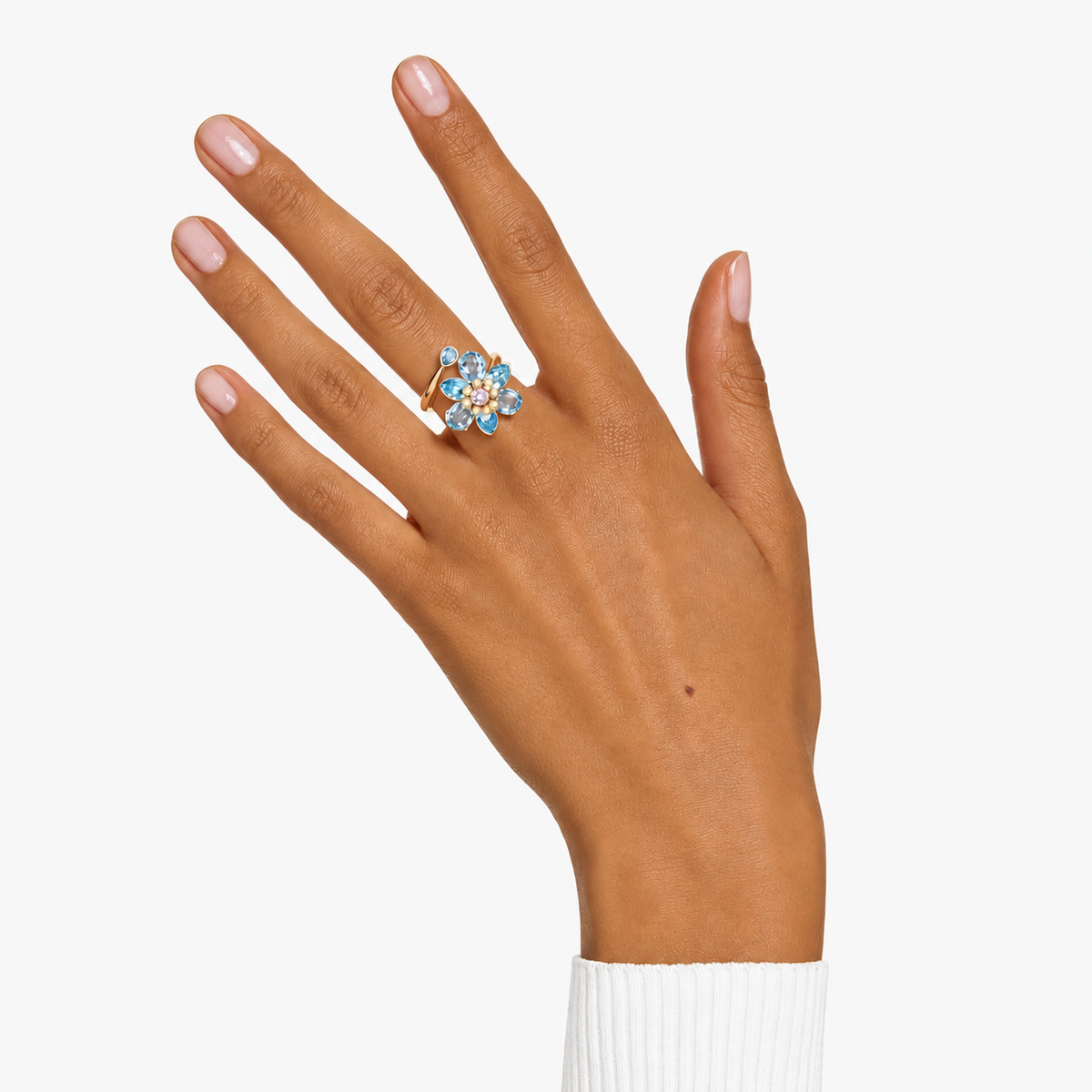 Jetta Blue Floral Open Ring