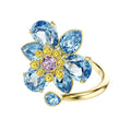 Jetta Blue Floral Open Ring