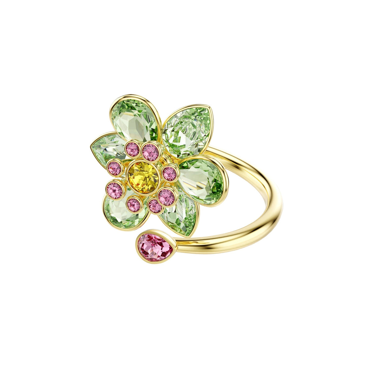 Jetta Green Floral Open Ring