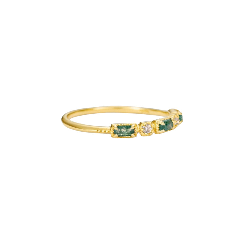 Joceline Green Moss Baguette Ring