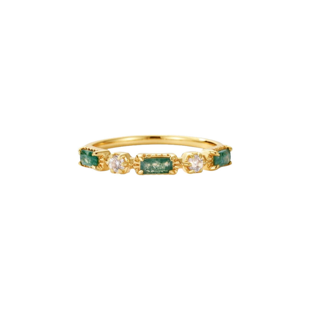 Joceline Green Moss Baguette Ring