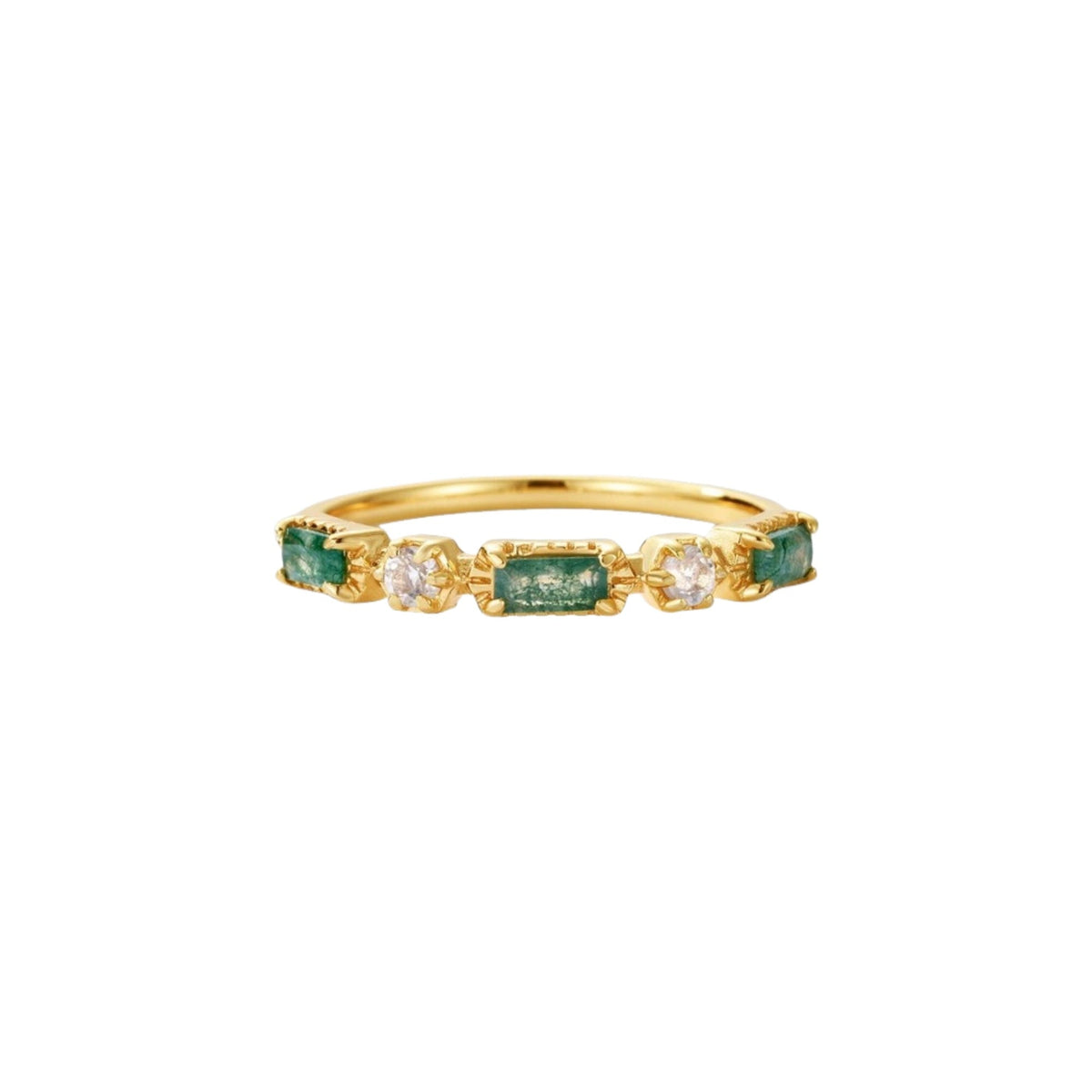 Joceline Green Moss Baguette Ring