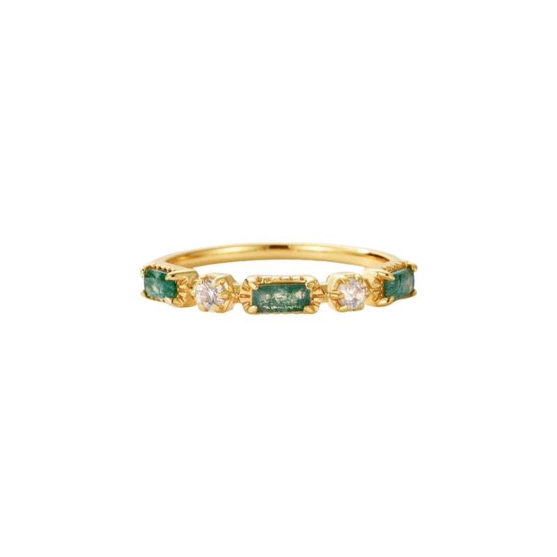 Joceline Green Moss Baguette Ring