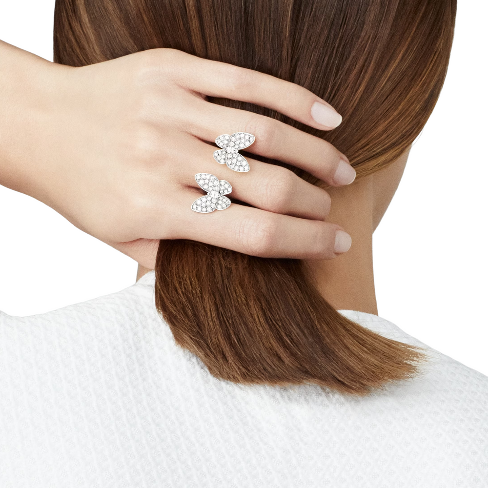 Joséphine White Butterfly Open Ring