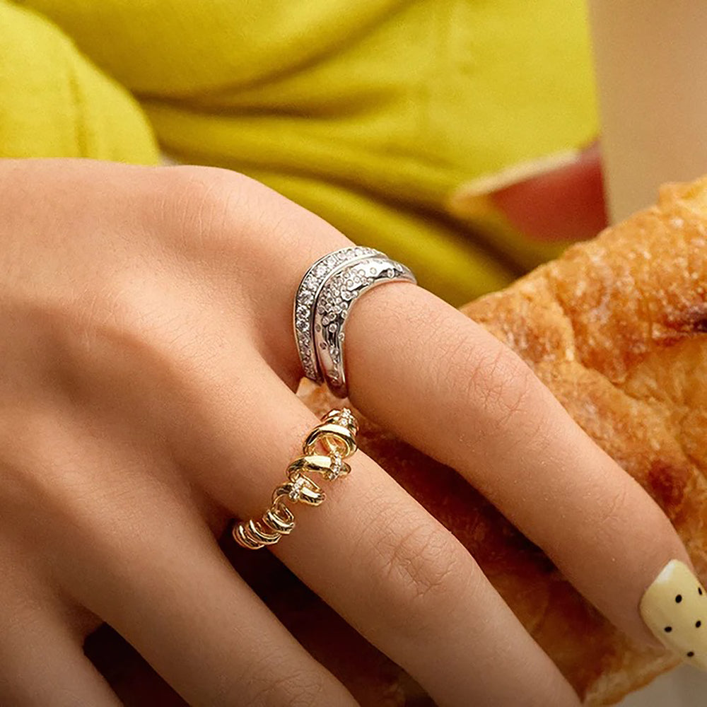 Josette 14K Gold Curve Ring Set